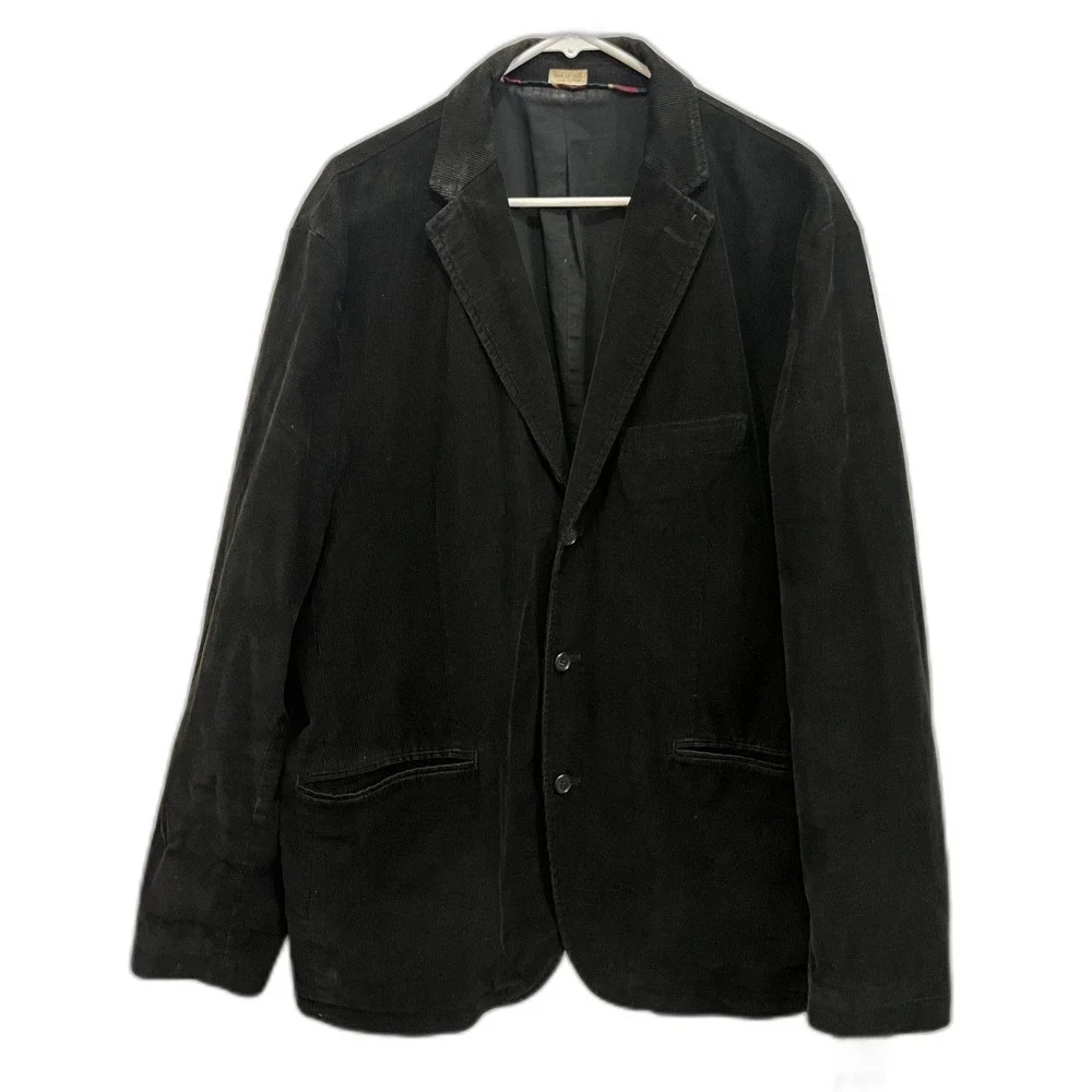 J. CREW Black Corduroy Triple Button Sports Coat Blazer Jacket   Mens Size XL